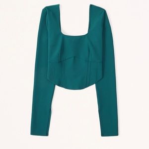 Abercrombie & Fitch Women’s Long Sleeve Crepe Corset Teal Size XL